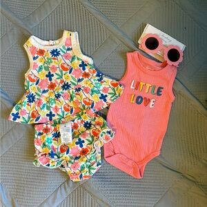 Colorful Floral and Pink Kids Matching Set